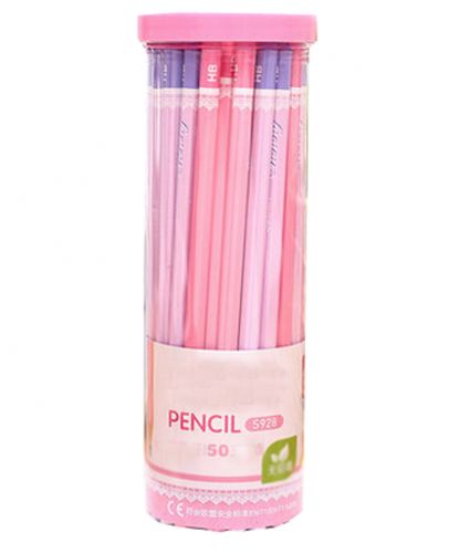 Writing Pencils Wood-Cased HB Pencils 50 Pieces(Pink-Purple)