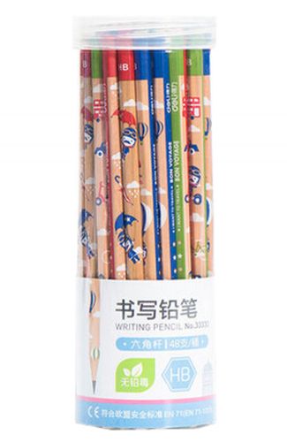 Non-toxic Writing Pencils Wood-Cased HB Six Bar Pencils 48 Pieces